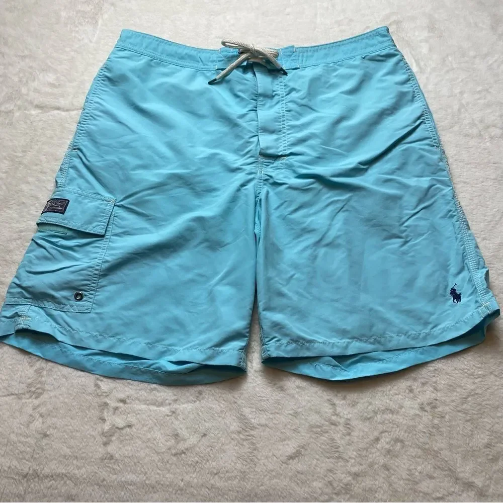 Polo Ralph Lauren Light Blue Nylon Swim Trunks Size XL